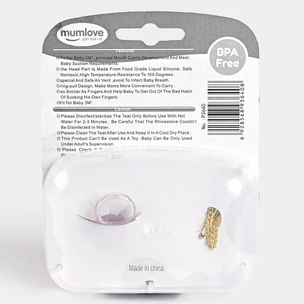 Baby Bling Pacifier With Chain I Love Mom Pink Ml - Sunshine - Image 2