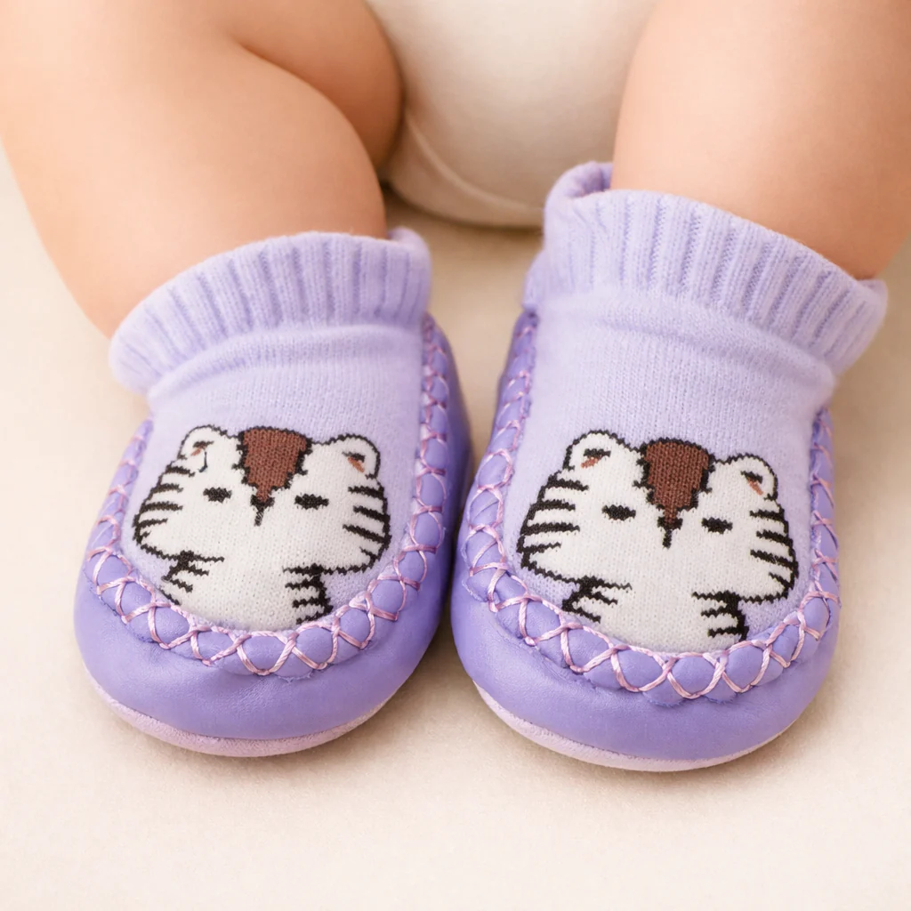 Baby Bootie Kitty Purple (0-6 Months) - Sunshine