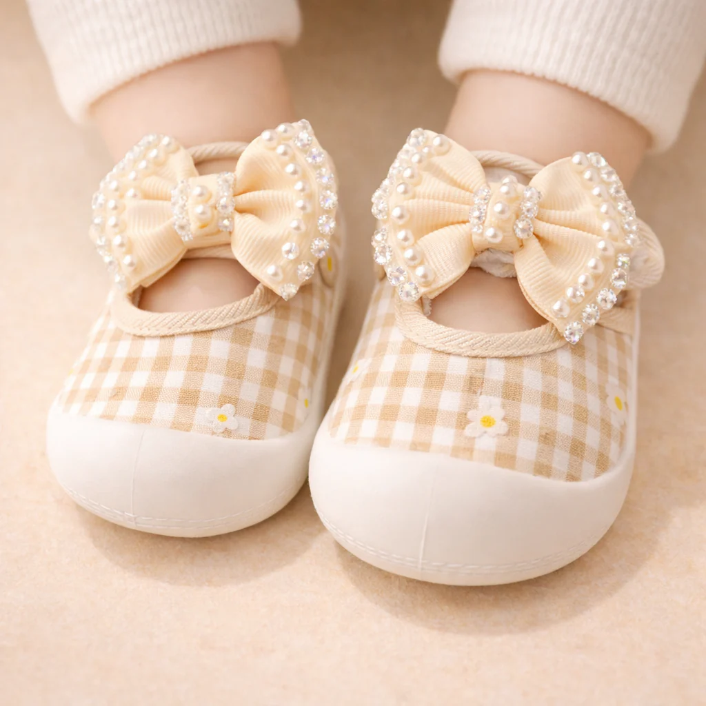Baby Booties Bow Beige - Sunshine - Image 2