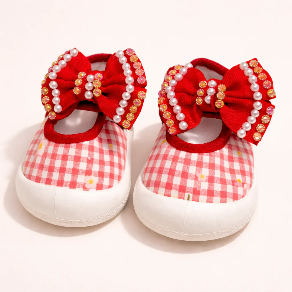 Baby Booties Bow Red - Sunshine