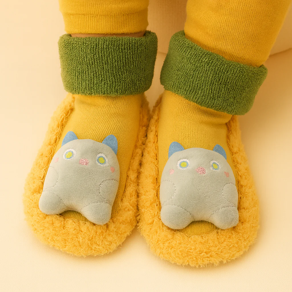 Baby Booties Cartoon Musterd - Sunshine