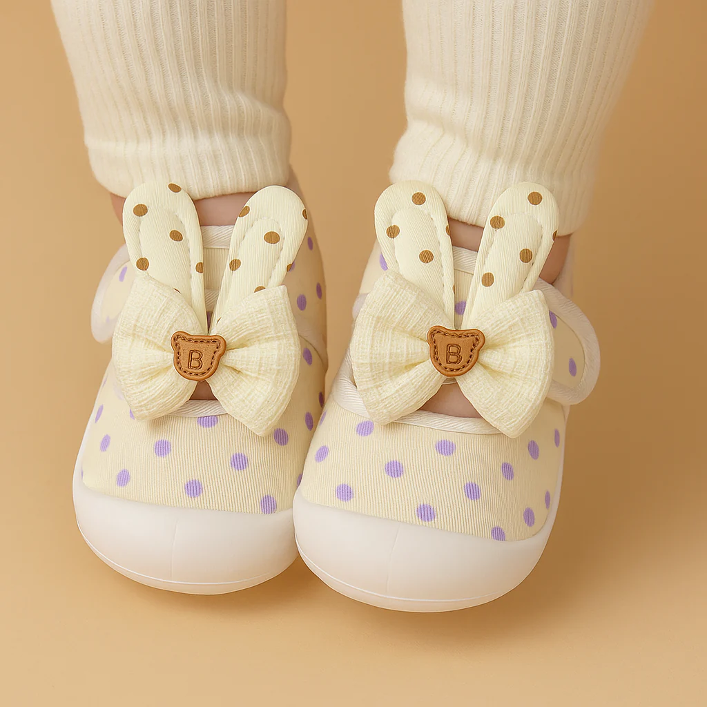 Baby Booties Check Bow Purple - Sunshine