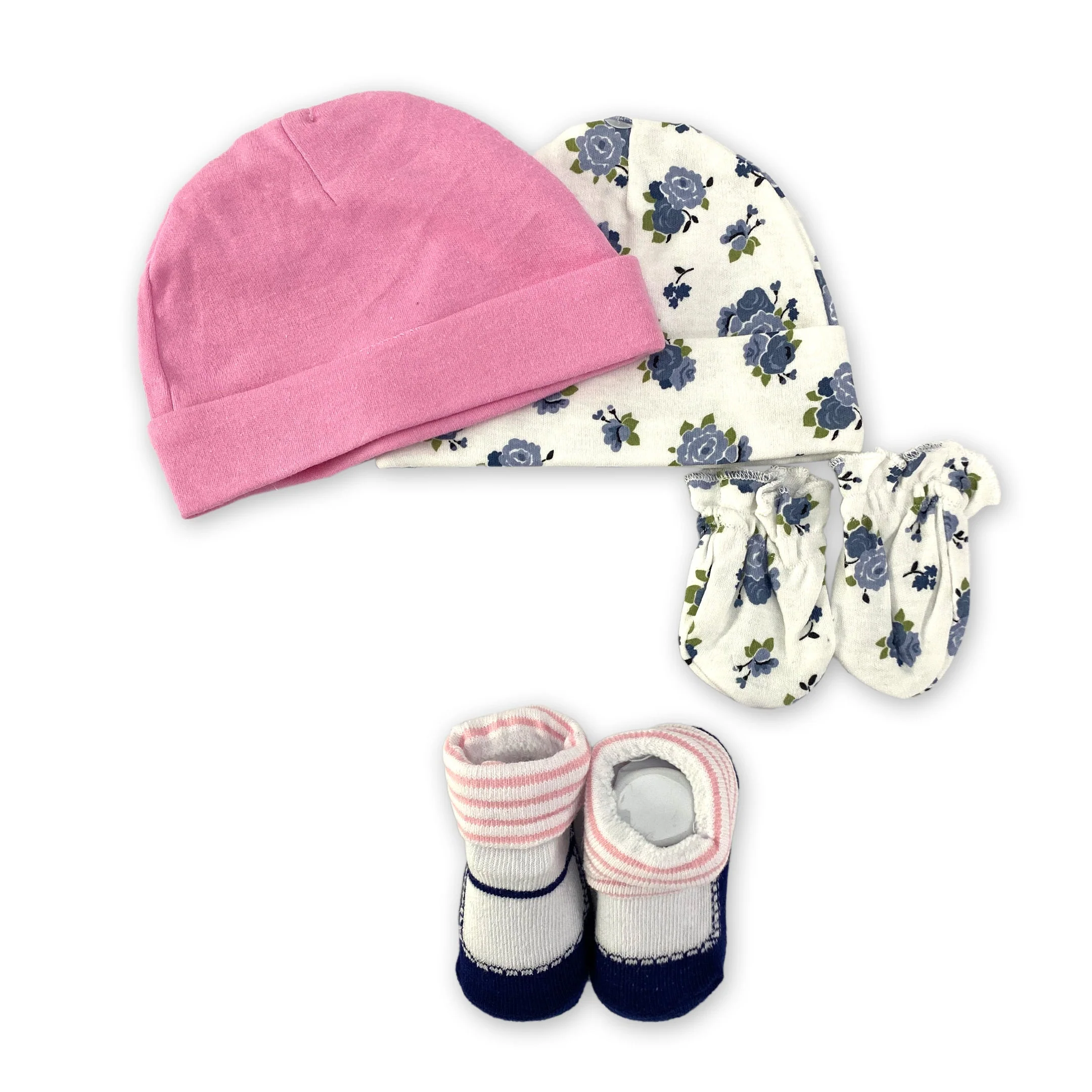 Baby Booties Glove & Caps Set Pack Of 4 Flower Pink - Sunshine