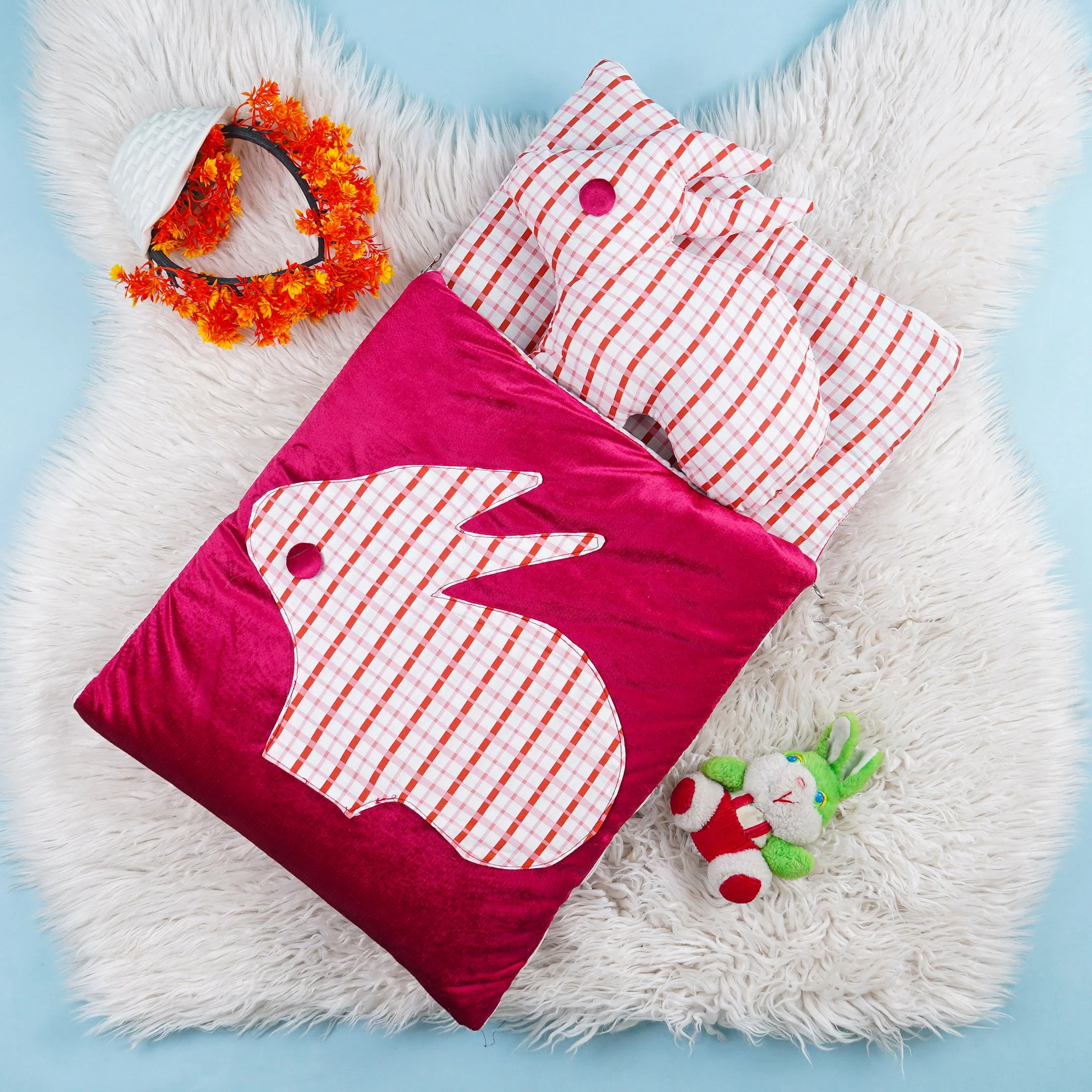 Baby Carry Nest Check Rabbit Maroon - Bloom Baby