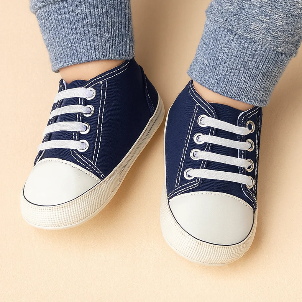 Baby Casual Shoes Navy Blue & Off White - Sunshine - Image 2