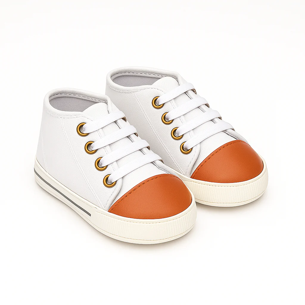 Baby Casual Shoes White & Brown - Sunshine