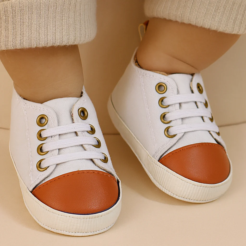 Baby Casual Shoes White & Brown - Sunshine - Image 2