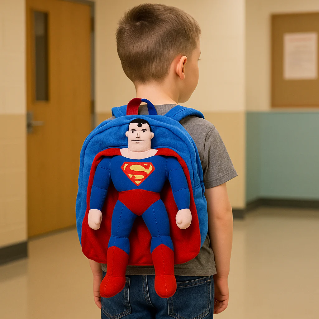 Baby Character Plush Backpack Superman Blue - Sunshine