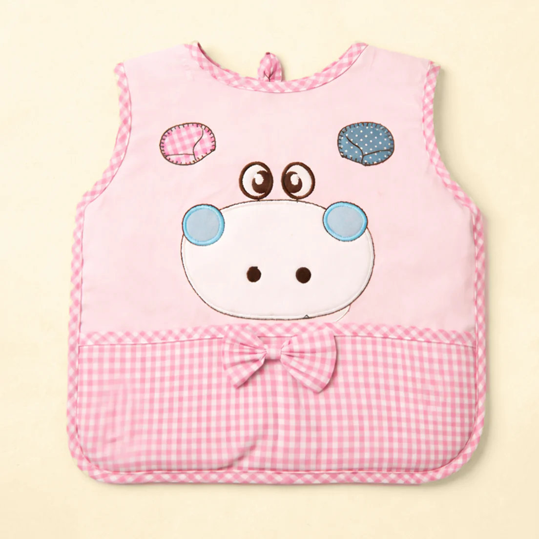 Baby Cotton Apron Bib Hippo Pink - Sunshine