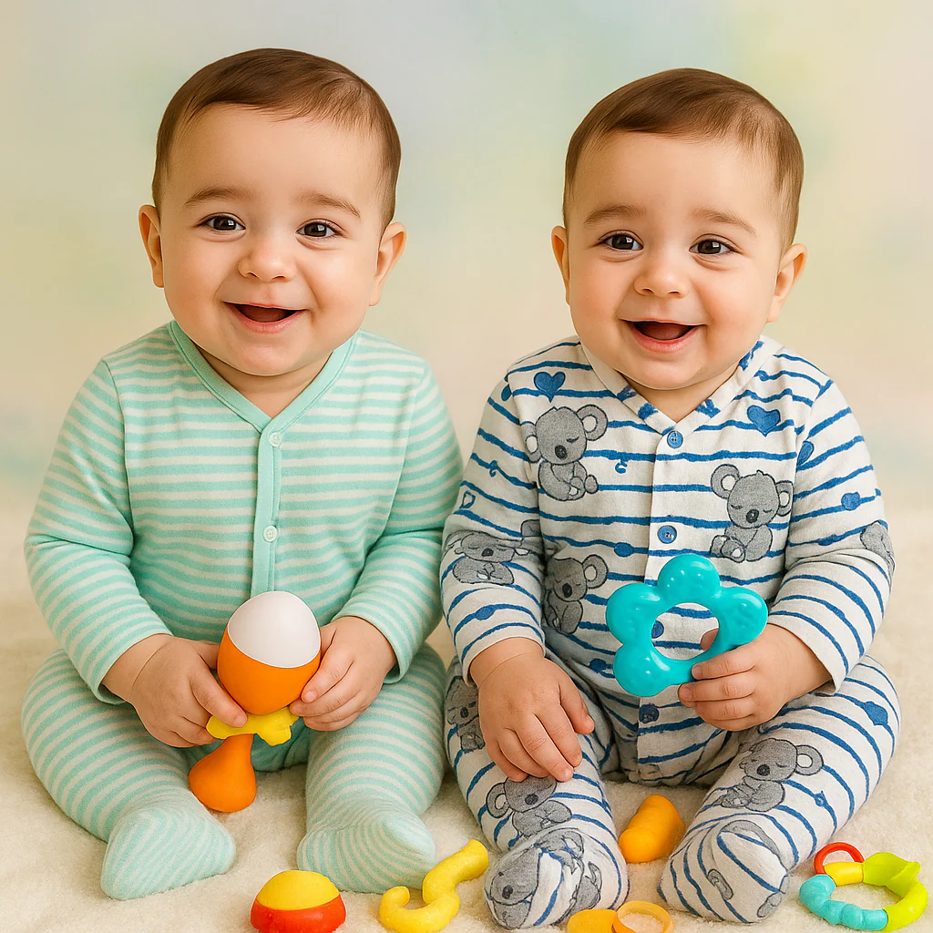 Baby Cotton Full Body Sleepsuit Pack Of 2 Bear Green - Sunshine - Image 3