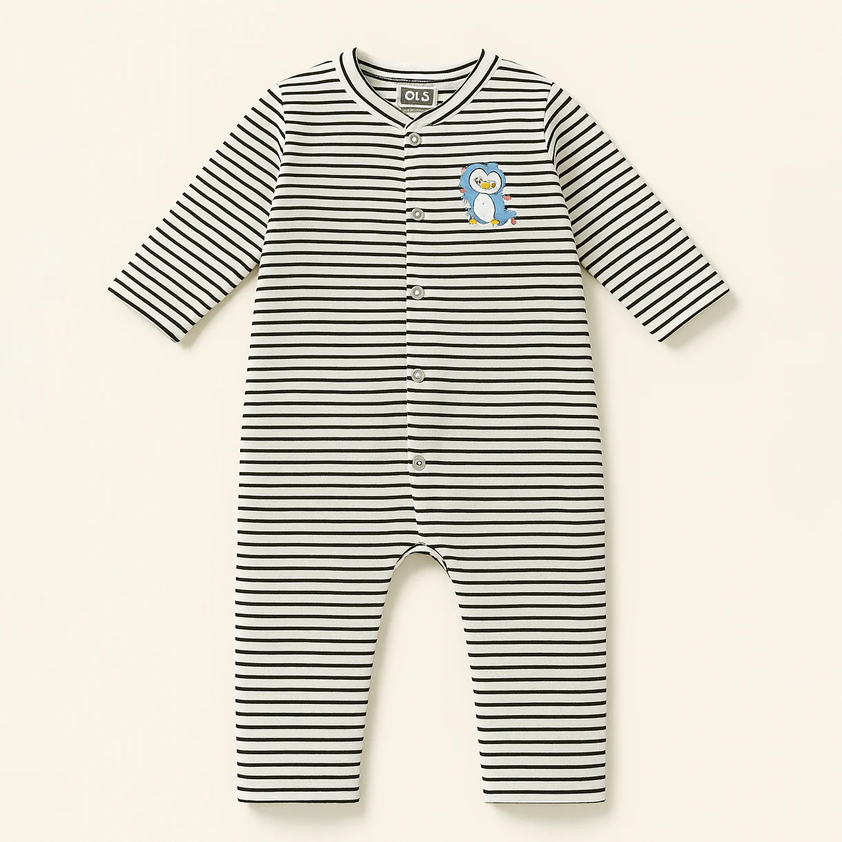 Baby Cotton Full Body Sleepsuit Black & White - Sunshine