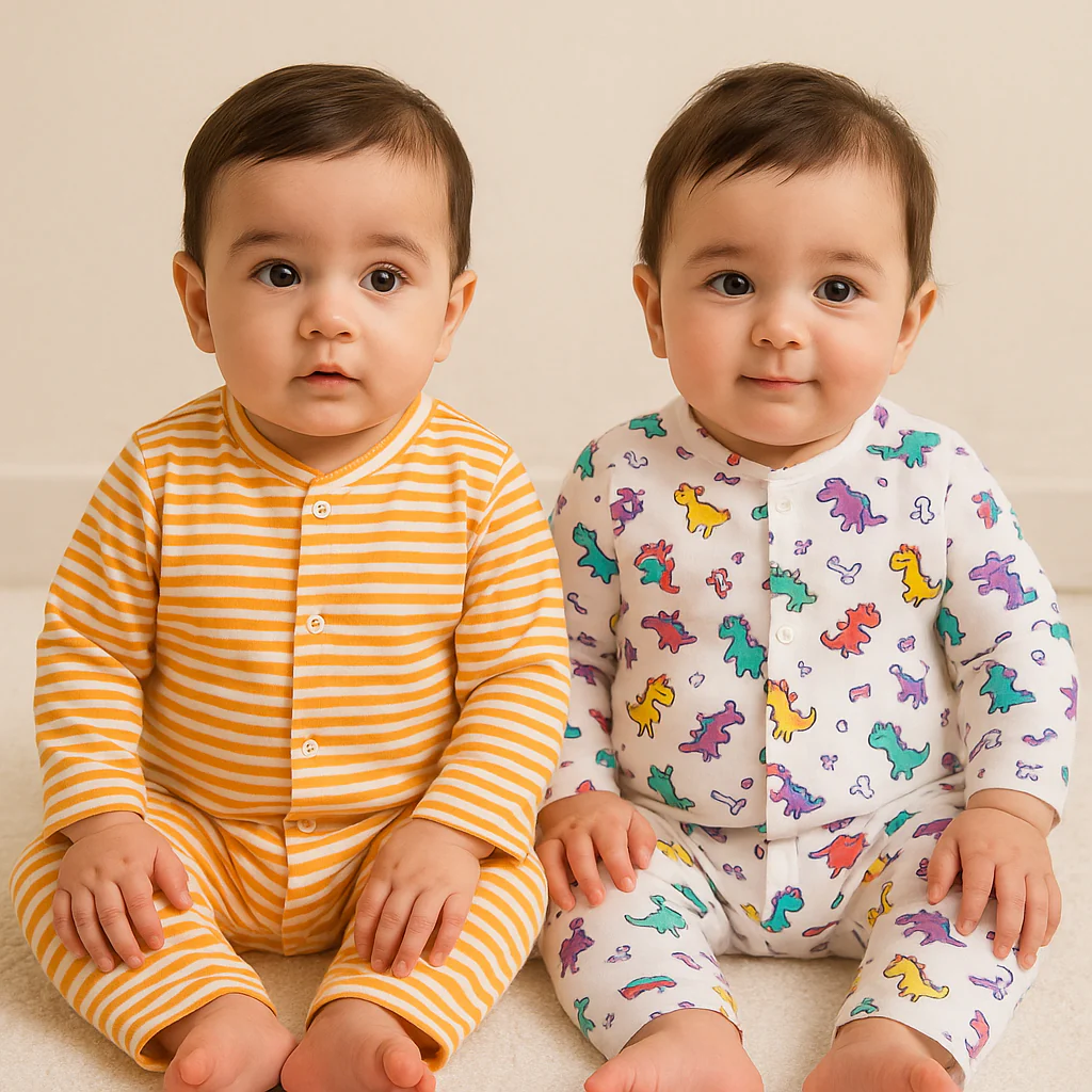 Baby Cotton Full Body Sleepsuit Pack Of 2 Animals Multicolor - Sunshine - Image 2