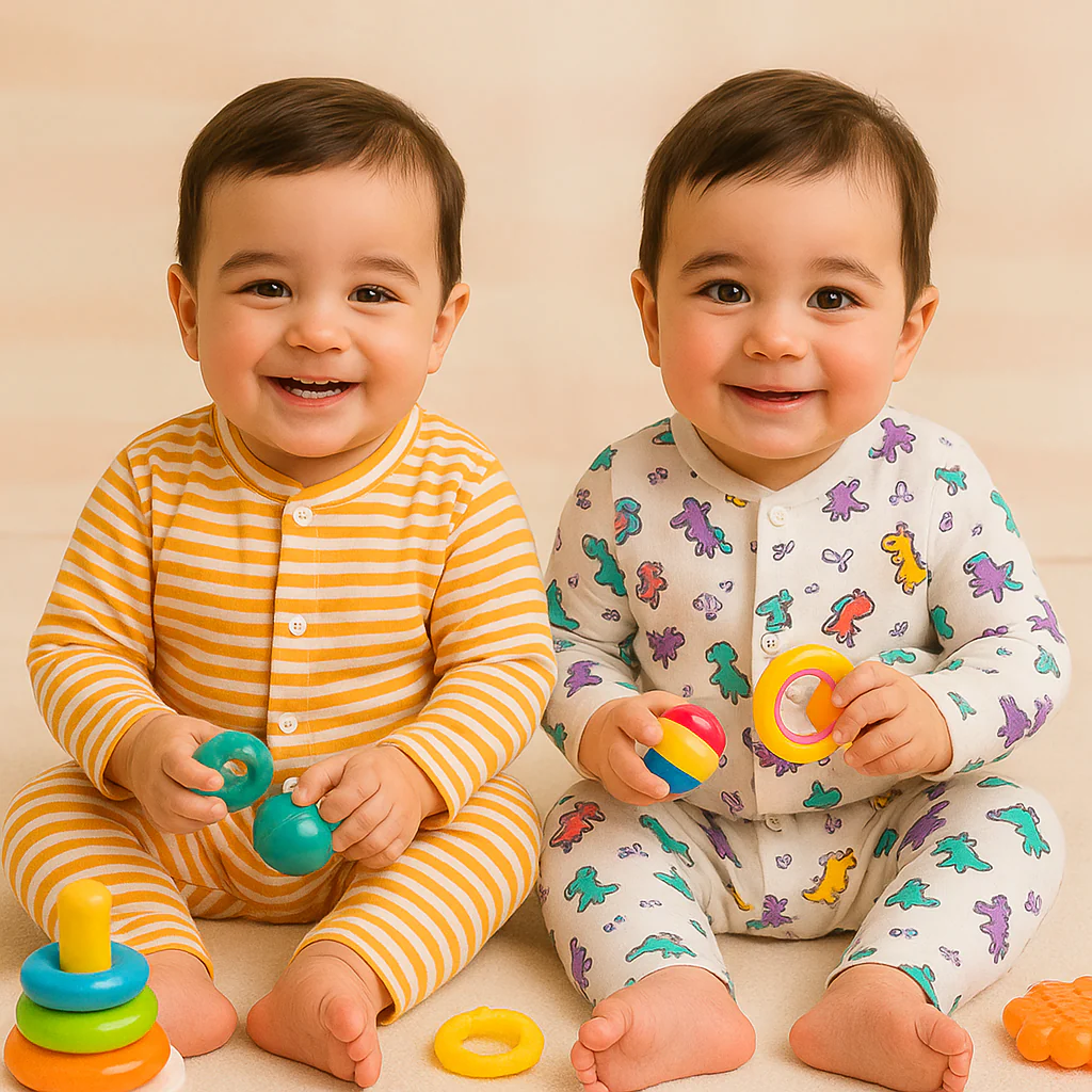 Baby Cotton Full Body Sleepsuit Pack Of 2 Animals Multicolor - Sunshine - Image 3