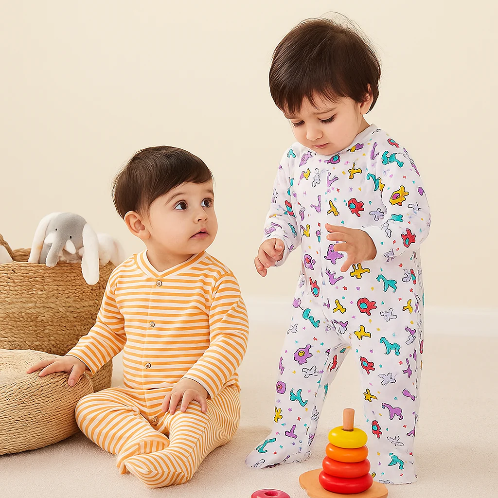 Baby Cotton Full Body Sleepsuit Pack Of 2 Animals Multicolor - Sunshine - Image 5