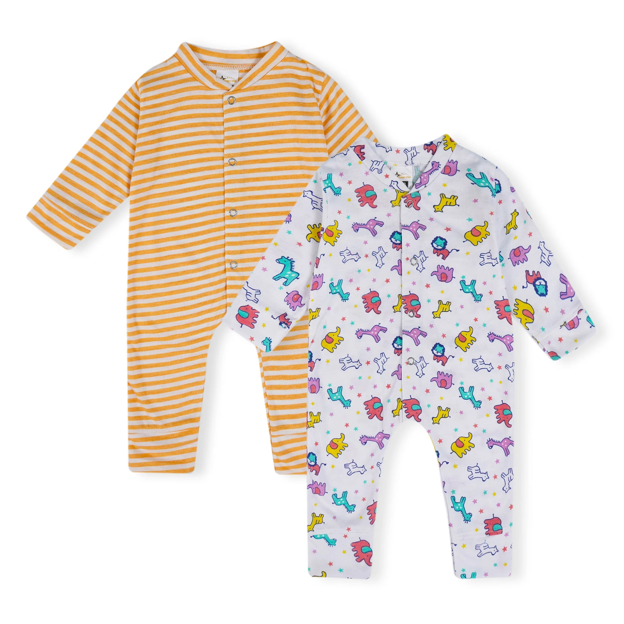 Baby Cotton Full Body Sleepsuit Pack Of 2 Animals Multicolor - Sunshine - Image 6