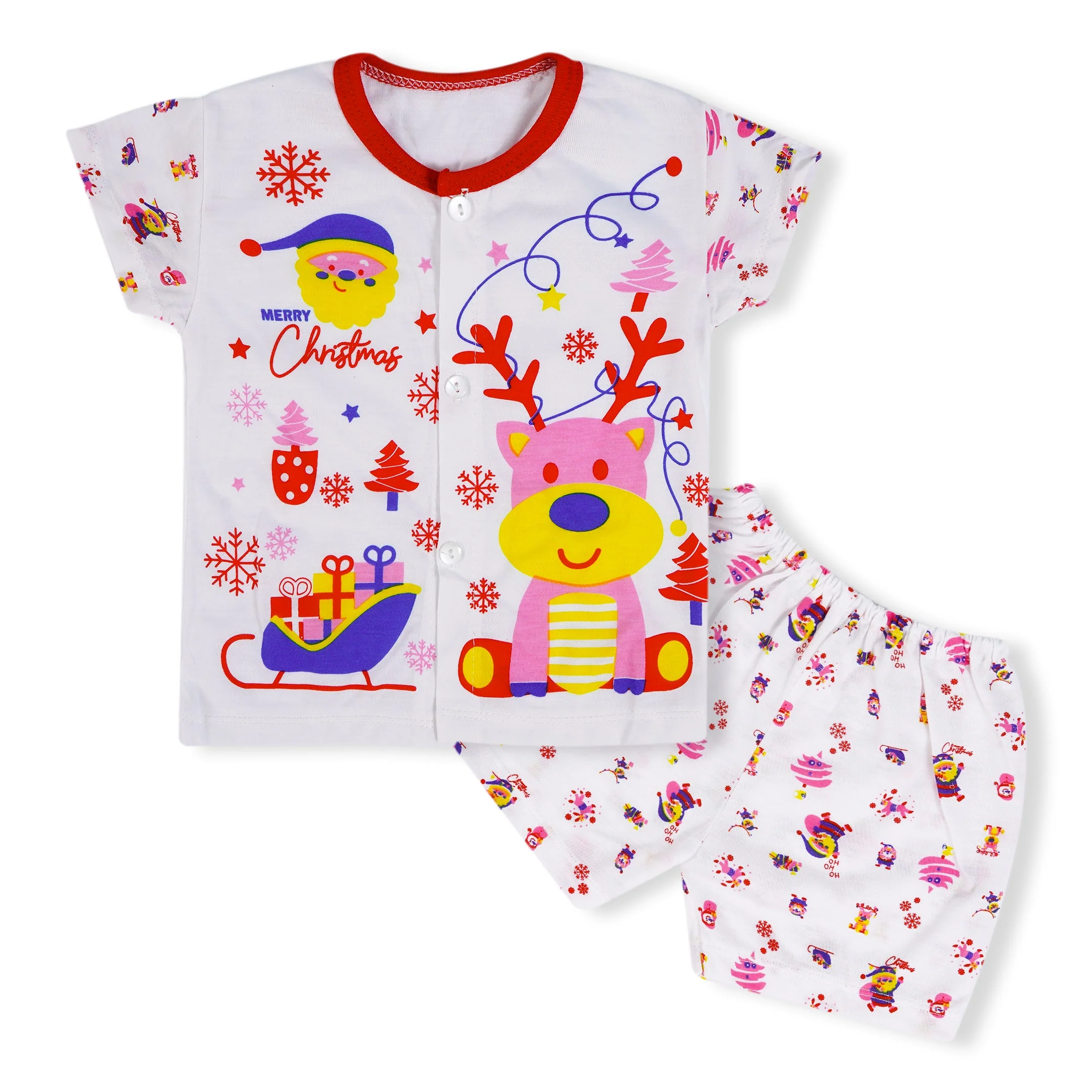 Baby Cotton Half Sleeves Sleepsuit Dear Red (0-3 Months) - Sunshine - Image 4