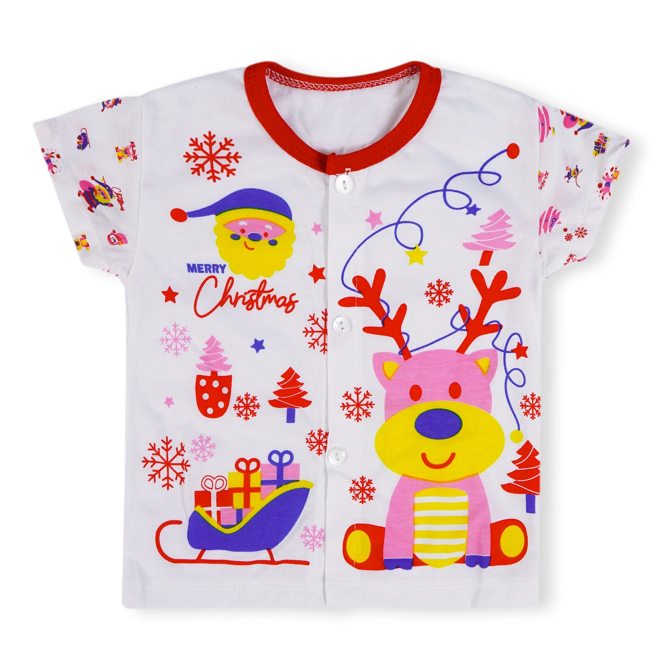 Baby Cotton Half Sleeves Sleepsuit Dear Red (0-3 Months) - Sunshine - Image 5