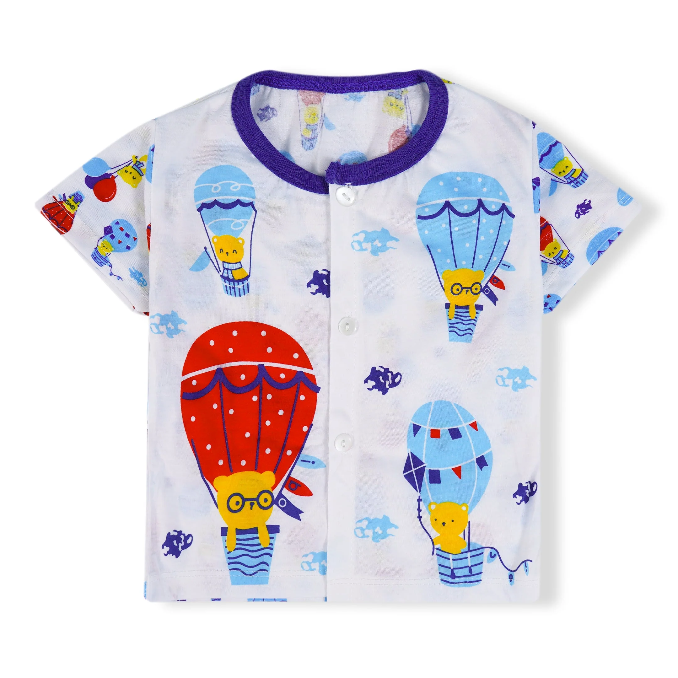 Baby Cotton Half Sleeves Sleepsuit Hot Air Balloon Blue (0-3 Months) - Sunshine - Image 5