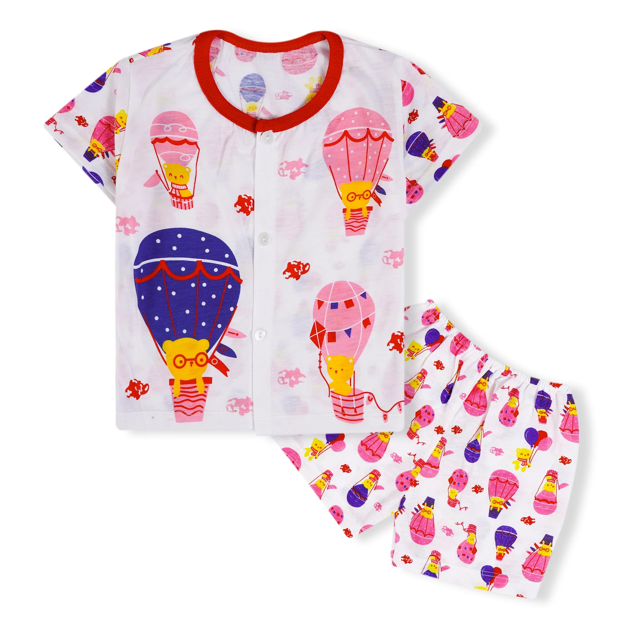 Baby Cotton Half Sleeves Sleepsuit Hot Air Balloon Red (0-3 Months) - Sunshine - Image 4