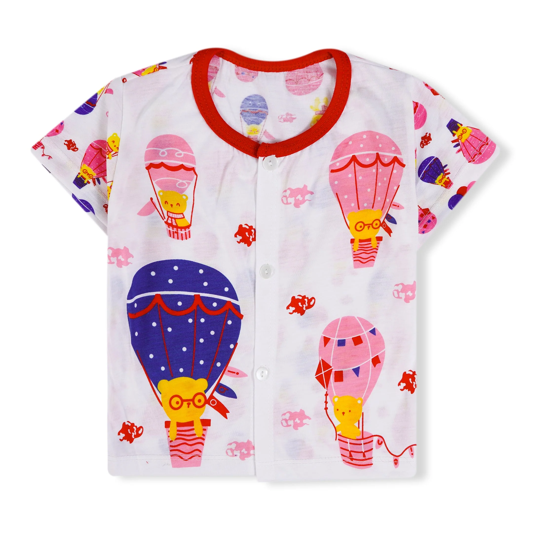 Baby Cotton Half Sleeves Sleepsuit Hot Air Balloon Red (0-3 Months) - Sunshine - Image 5