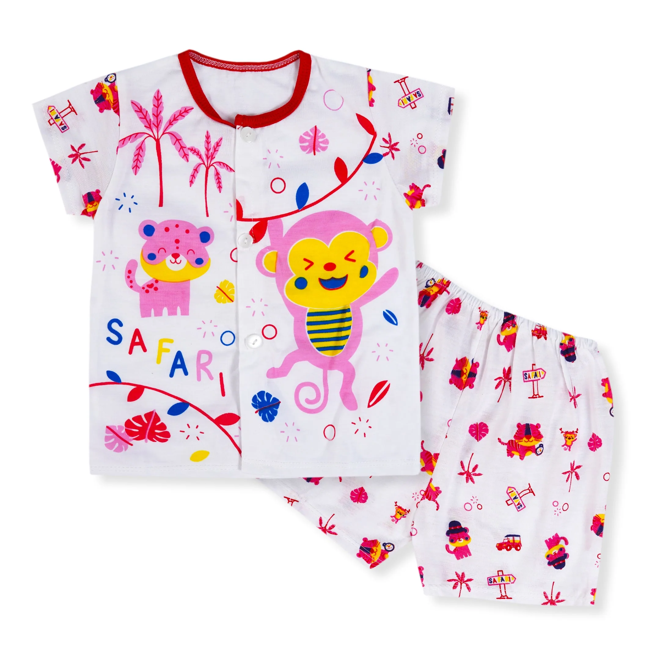 Baby Cotton Half Sleeves Sleepsuit Tiger Red (0-3 Months) - Sunshine - Image 4