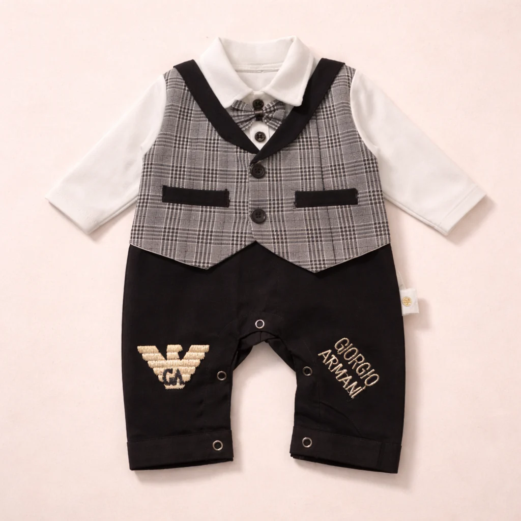 Baby Cotton Romper Armani Brown - Sunshine