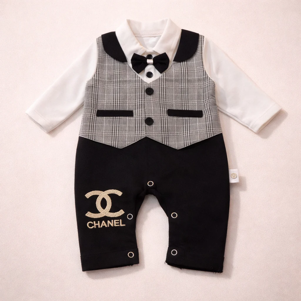 Baby Cotton Romper Chanel Black - Sunshine
