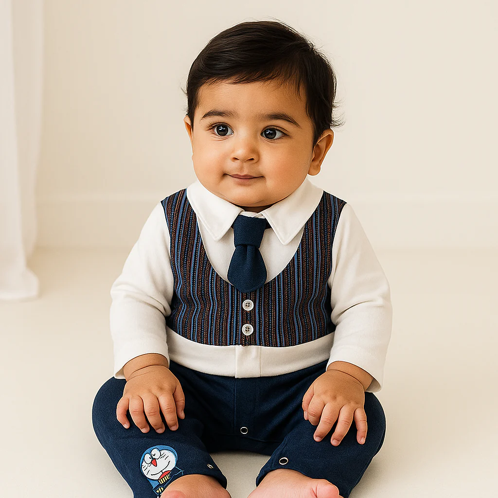 Baby Cotton Romper Jeans Blue - Sunshine
