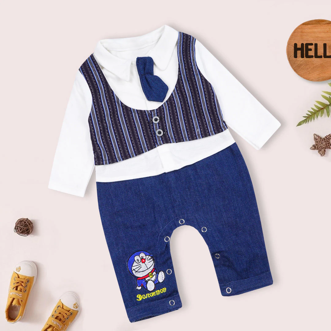 Baby Cotton Romper Jeans Blue - Sunshine - Image 3