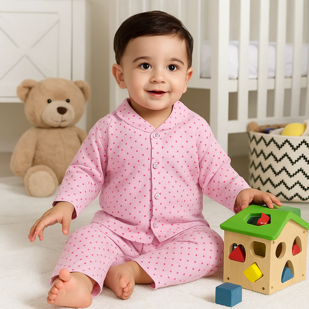 Baby Cotton Sleepsuit Polka Dots Pink - Sunshine - Image 3