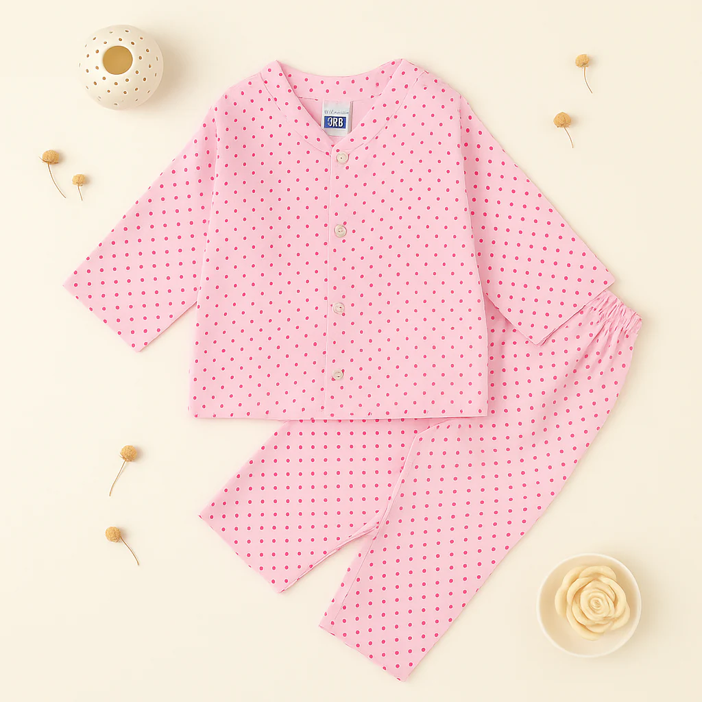 Baby Cotton Sleepsuit Polka Dots Pink - Sunshine - Image 4