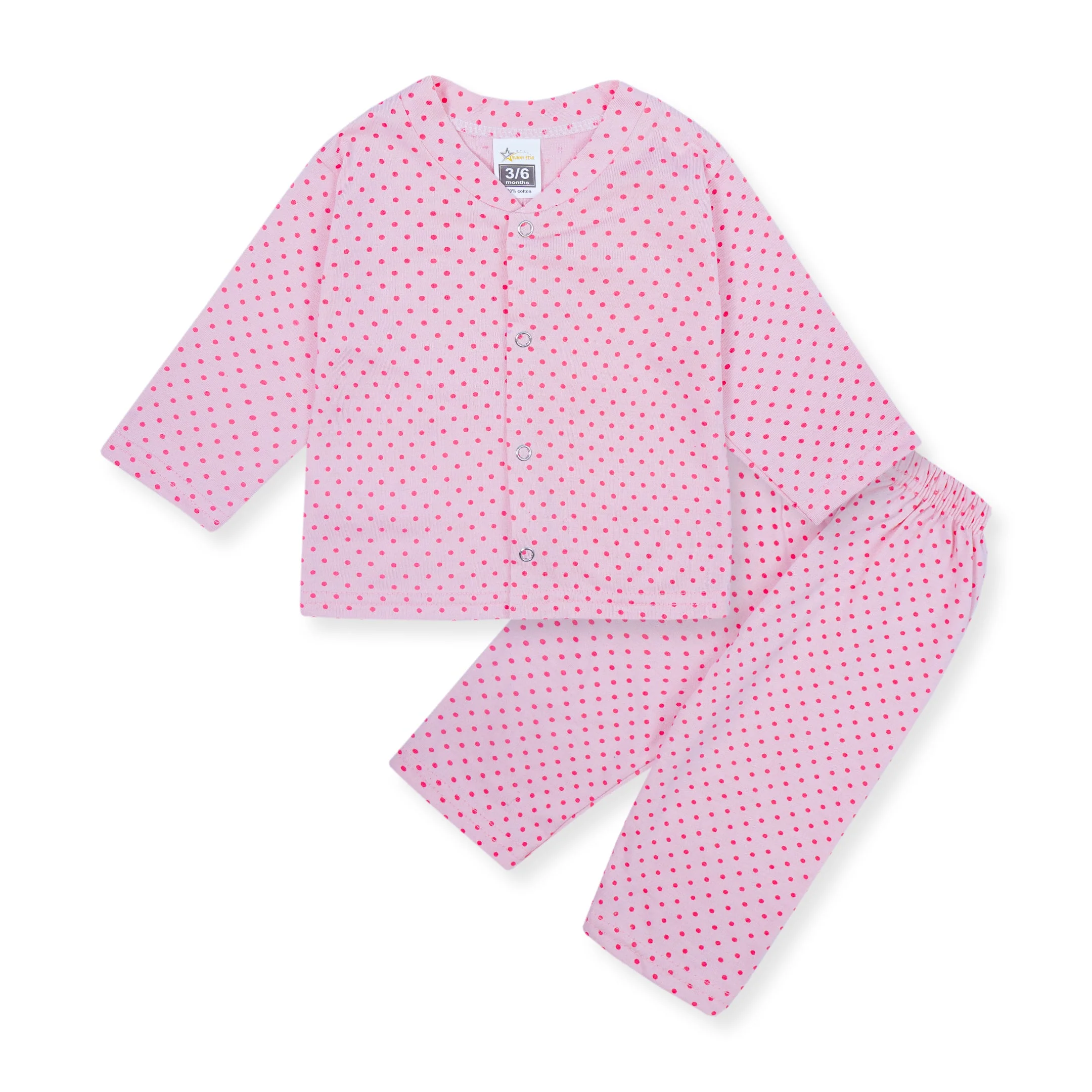 Baby Cotton Sleepsuit Polka Dots Pink - Sunshine - Image 5