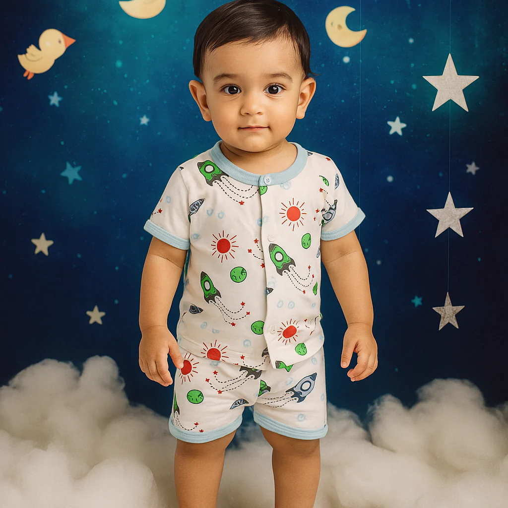 Baby Cotton Sleepsuit Rockets - Sunshine - Image 2