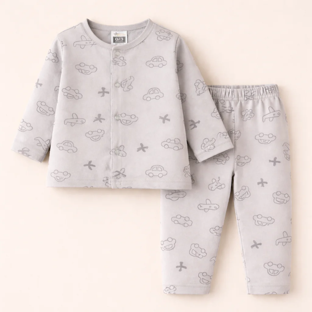Baby Cotton Sleepsuit Set Cars Grey - Sunshine