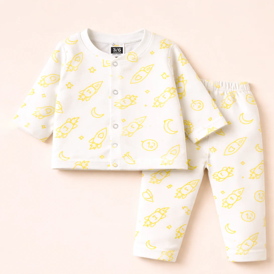 Baby Cotton Sleepsuit Set Cars White - Sunshine