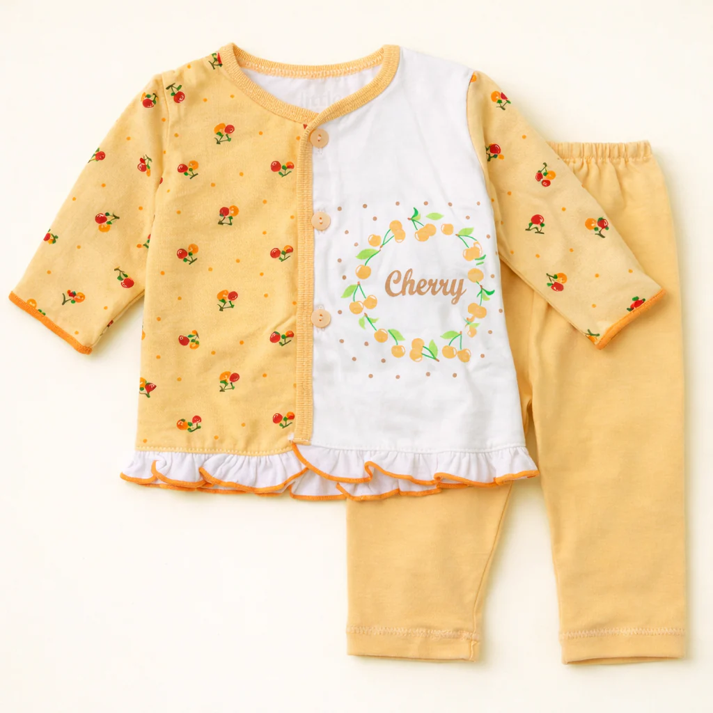 Baby Cotton Sleepsuit Set Cherry Orange - Sunshine