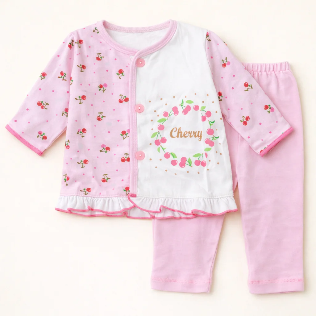 Baby Cotton Sleepsuit Set Cherry Pink - Sunshine