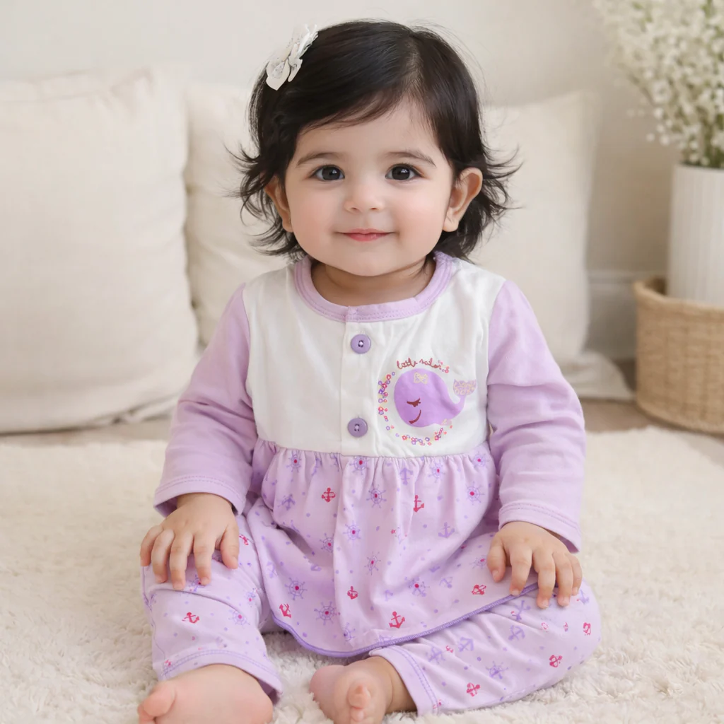 Baby Cotton Sleepsuit Set Dolphin Purple - Sunshine - Image 2