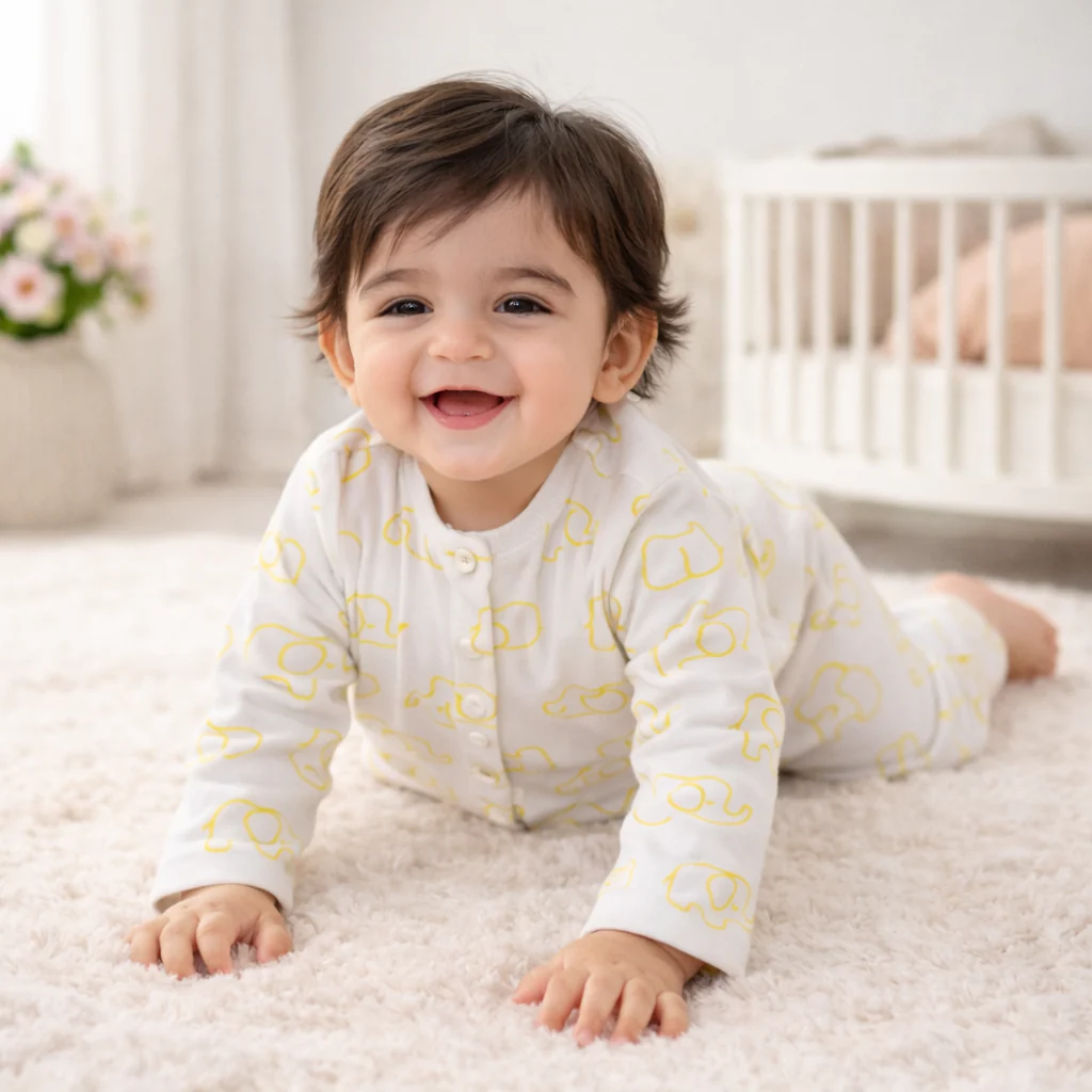 Baby Cotton Sleepsuit Set Elephants Yellow - Sunshine - Image 2