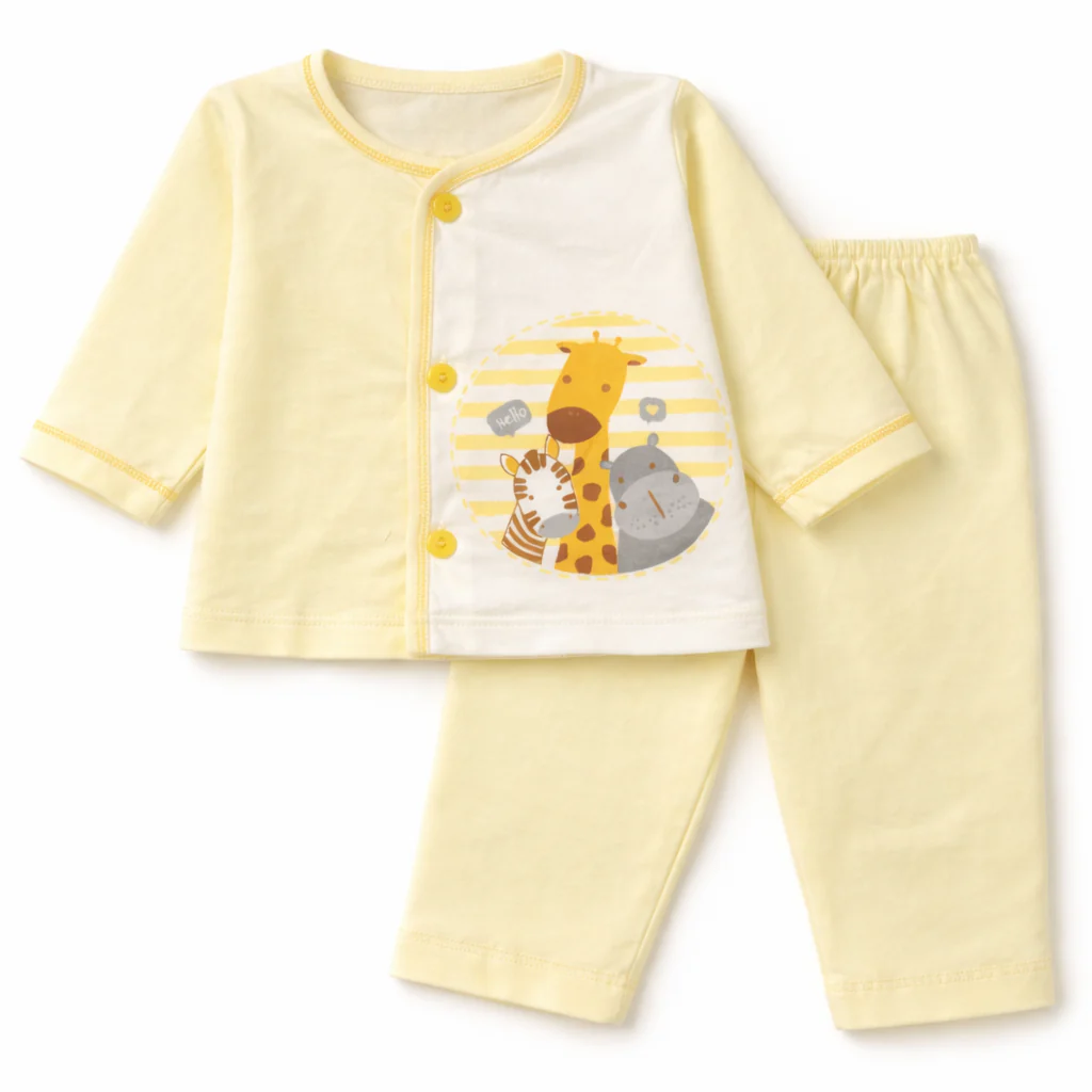 Baby Cotton Sleepsuit Set Giraffe Yellow - Sunshine