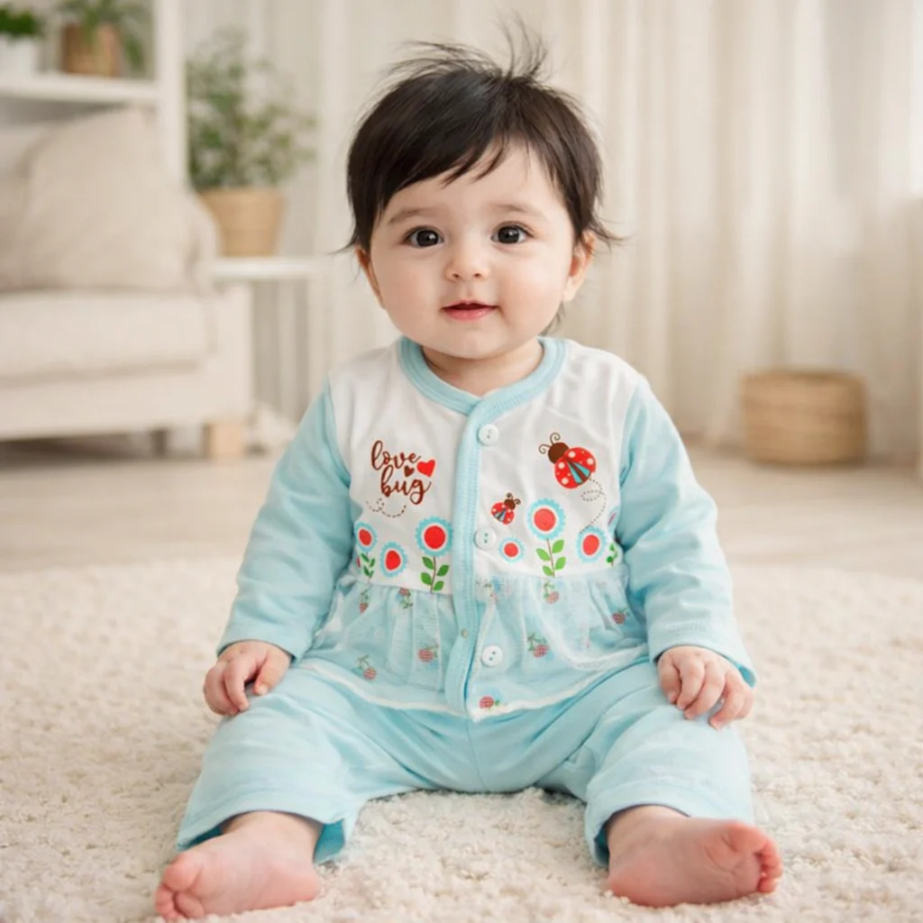 Baby Cotton Sleepsuit Set Lady Bug Blue - Sunshine - Image 2