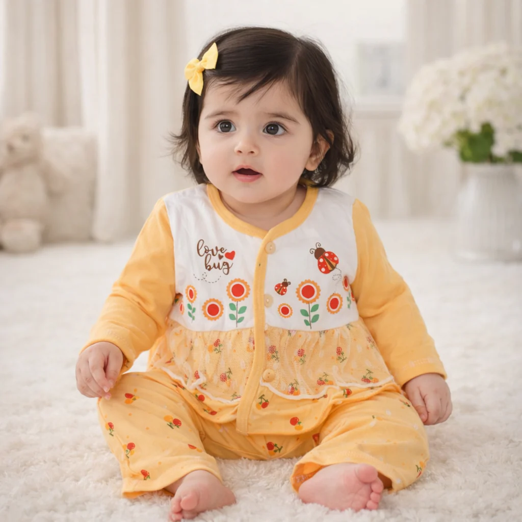 Baby Cotton Sleepsuit Set Lady Bug Orange - Sunshine - Image 2