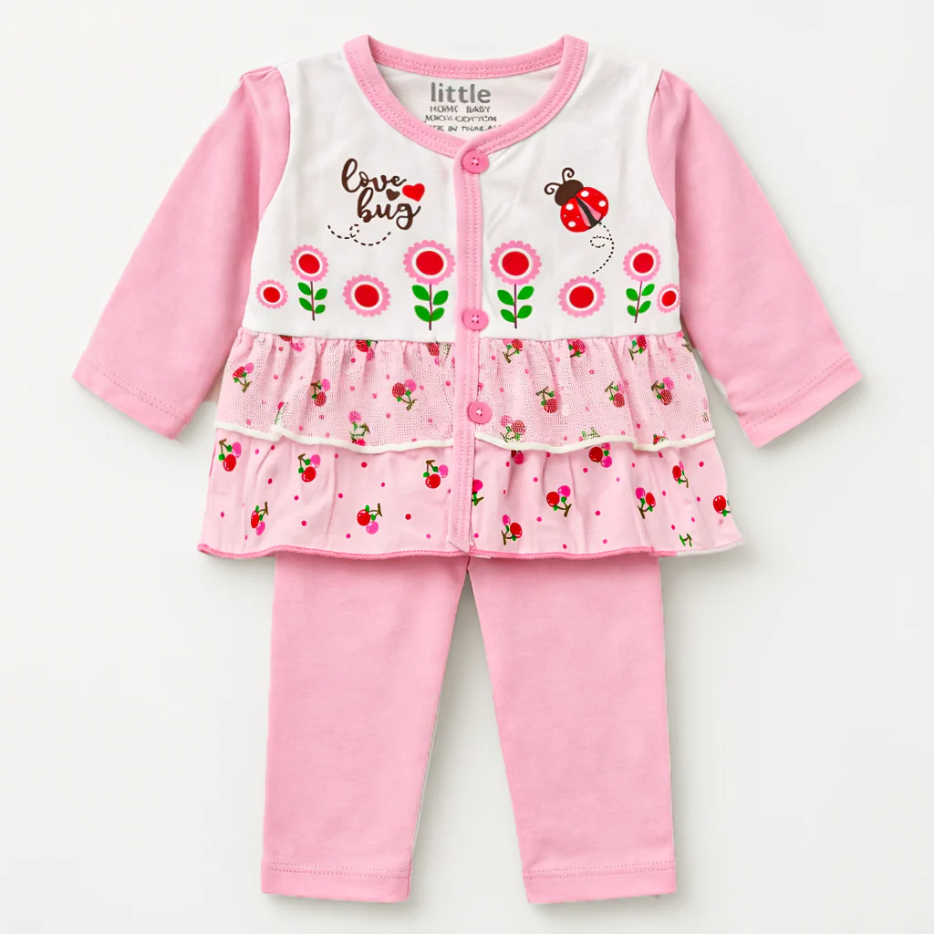 Baby Cotton Sleepsuit Set Lady Bug Pink - Sunshine