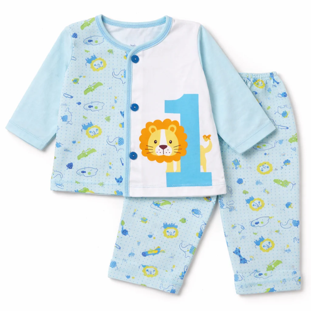 Baby Cotton Sleepsuit Set Lion Blue - Sunshine