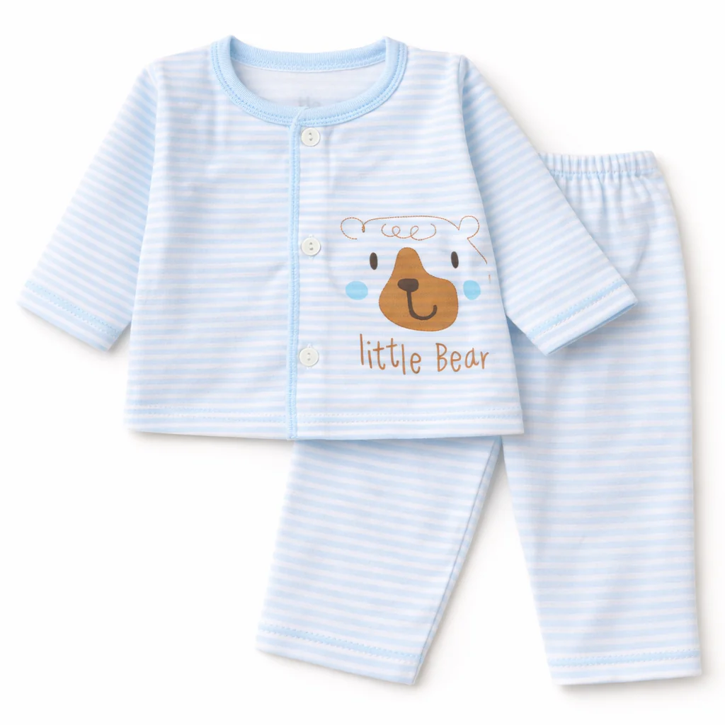 Baby Cotton Sleepsuit Set Little Bear Blue - Sunshine