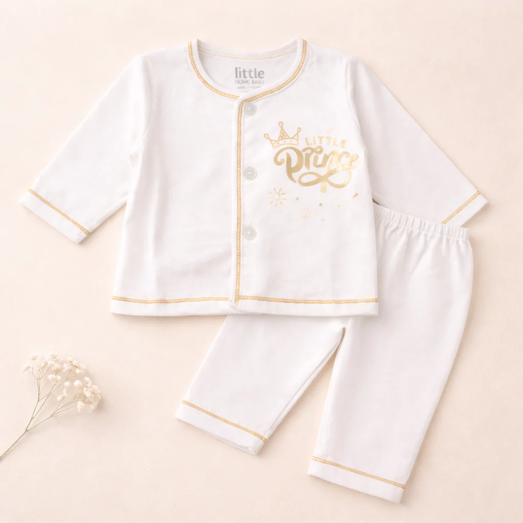 Baby Cotton Sleepsuit Set Little Prince Brown - Sunshine