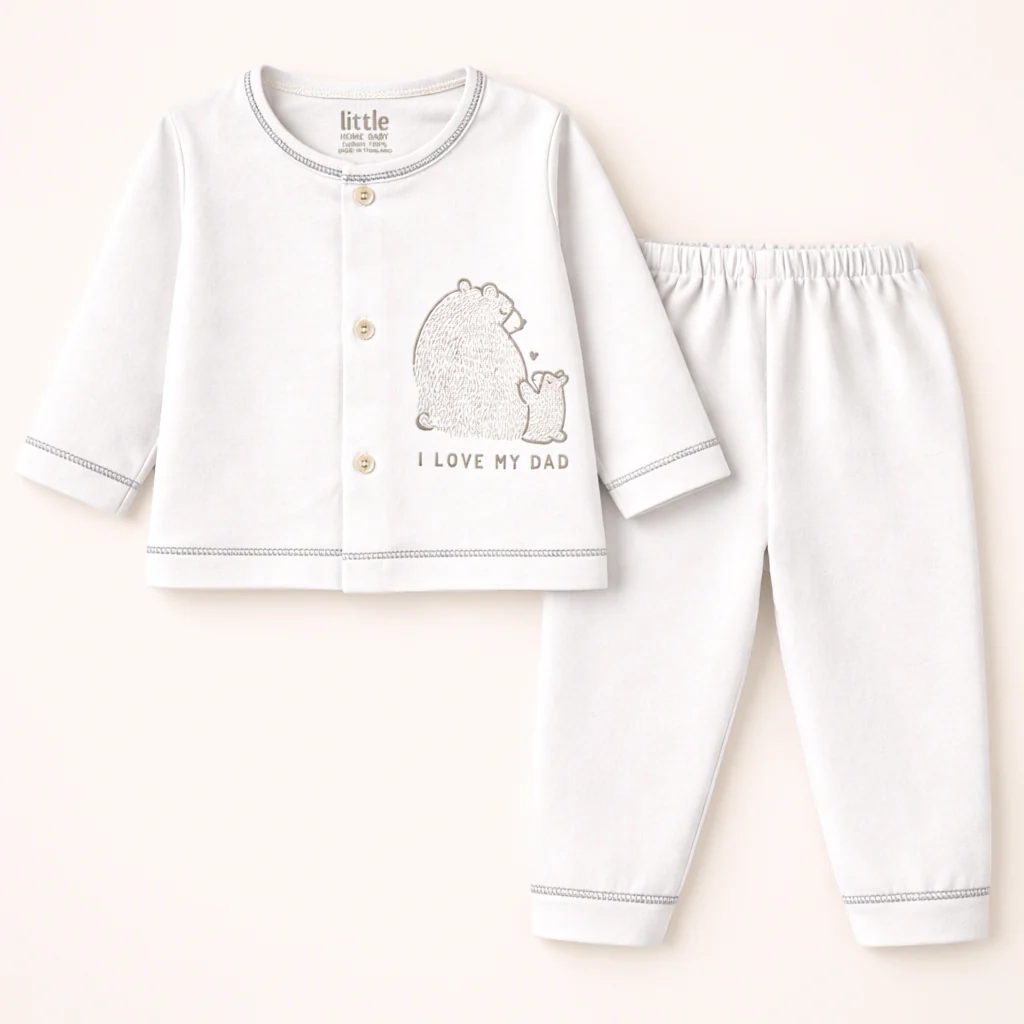 Baby Cotton Sleepsuit Set Love My Dad Grey - Sunshine