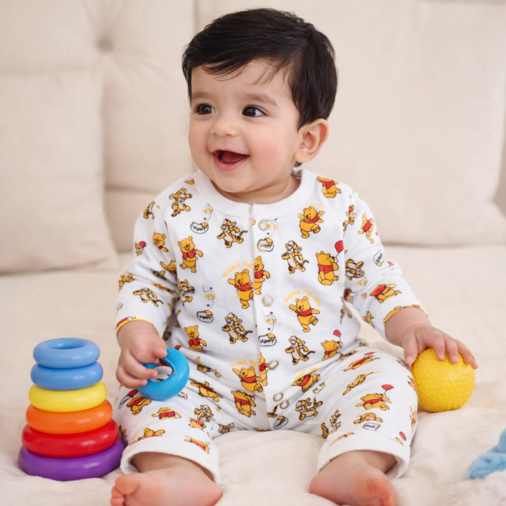 Baby Cotton Sleepsuit Set Pooh White - Sunshine - Image 2