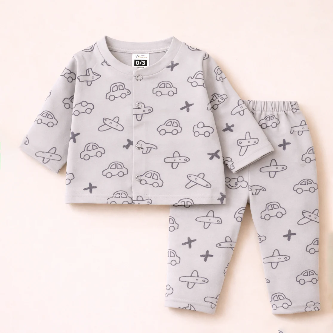 Baby Cotton Sleepsuit Set Rocket Grey - Sunshine