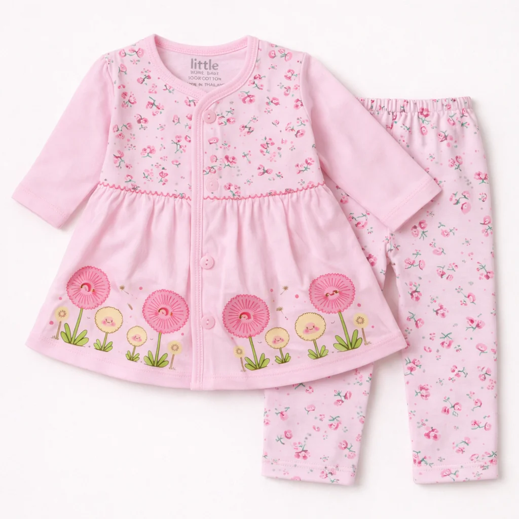 Baby Cotton Sleepsuit Set Rose Pink - Sunshine